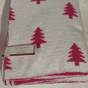 Cupcakes and Cashmere Pink Sparkly Christmas Tree Blanket Throw  NEW!